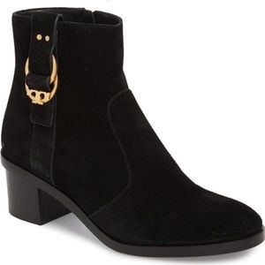 Tory Burch Marsden black suede heeled booties EUC size 7.5/8